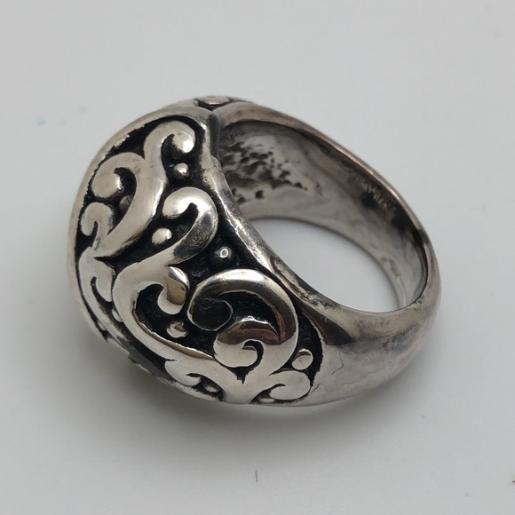 VTG Handcrafted Sterling Silver Swirling Dramatic Design Domed Thailand Ring - Picture 5 of 7